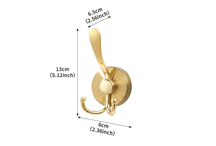 Stainless Steel Vacuum Suction Cup Hook Rack 3-Hook Gold Wall Mounted Towel
