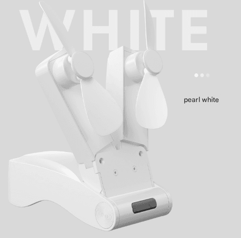 White Creative Dual-Head Folding Handheld Fan - USB Rechargeable, 3-Speed