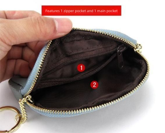 Blue Mini Zipper Wallet for Women - Compact PU Coin Purse with Key - 3-Pack