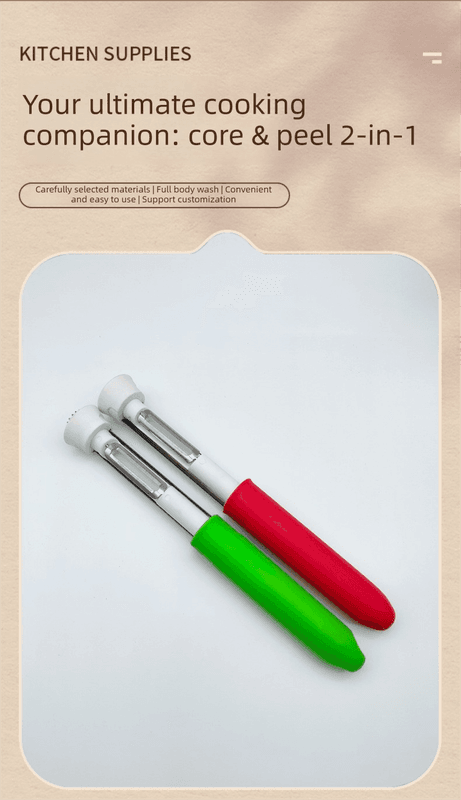 2-in-1 Apple Corer & Peeler Stainless Steel Fruit Prep Tool Kitchen - Green