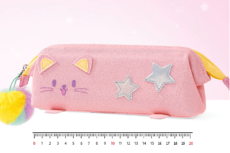 Pink Cat Pencil Case for Girls - Large Capacity Sparkly Stationery Pouch