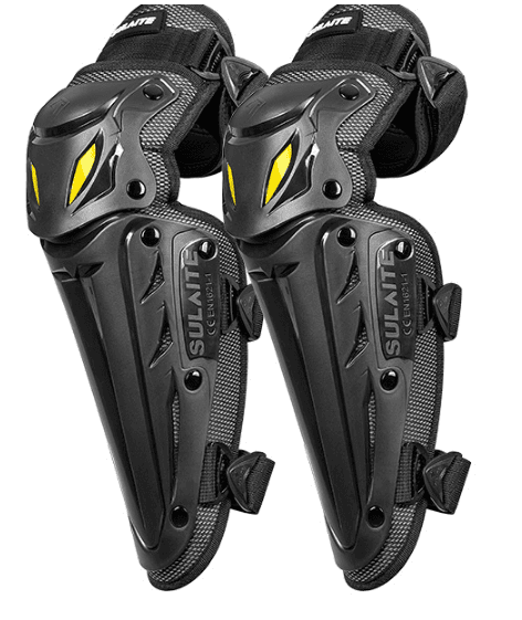 SULAITE CE Level 1 Certified Motorcycle Knee Pads Long Shin Guards Silver