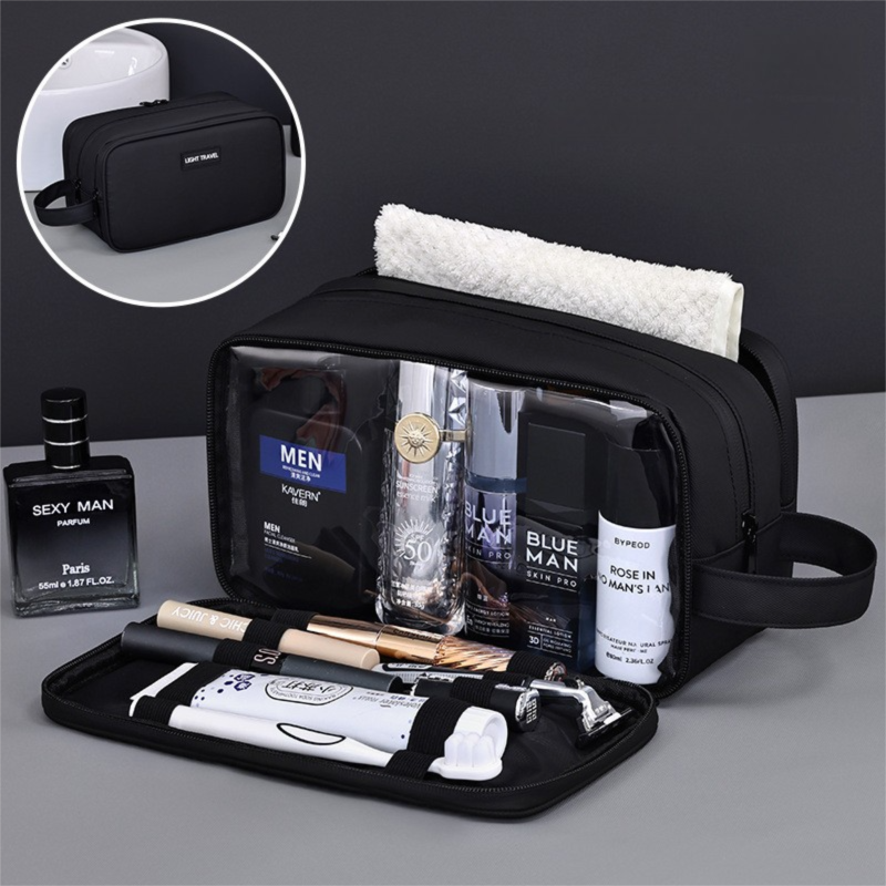 Large Waterproof Men's Toiletry Bag 3-Layer Travel Dopp Kit with Wet Dry