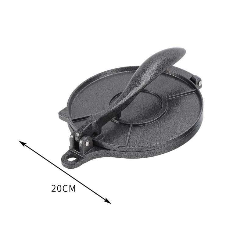 Black Manual Dough Press - Aluminum Alloy Cake & Tortilla Press - 20 cm