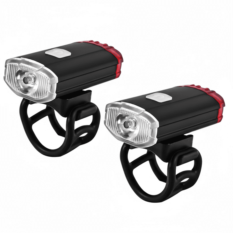 2-Piece USB Rechargeable Mini Bike Lights - Aluminium LED Front & Rear