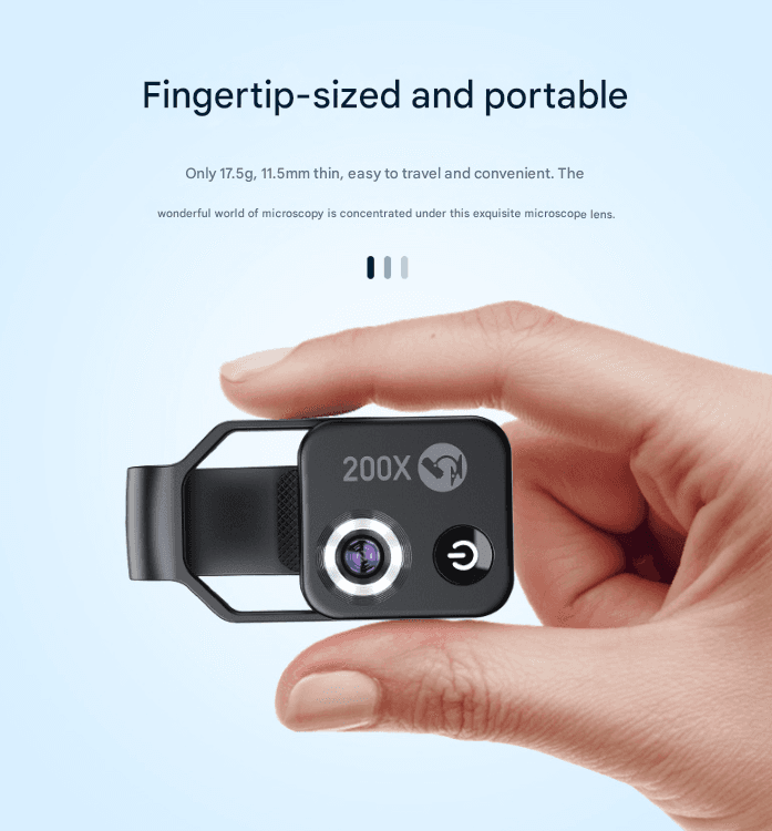 Black Portable 200X Clip-On Microscope Lens - Excluding mobile phones