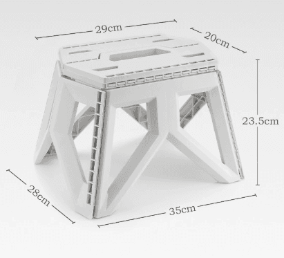 White Portable Folding Stool - Compact Lightweight Plastic Step Stool