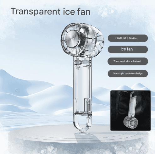 Transparent Black Portable Mini Cooling Fan with Semiconductor Ice Compress