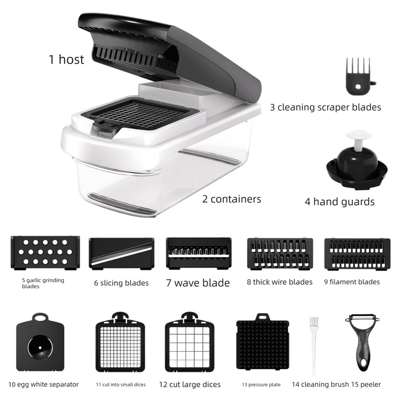 Black Multifunctional Vegetable Slicer - Manual Kitchen Cutter