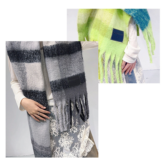 Khaki Classic Plaid Faux Cashmere Winter Scarf - Warm and 50 × 180 cm Design