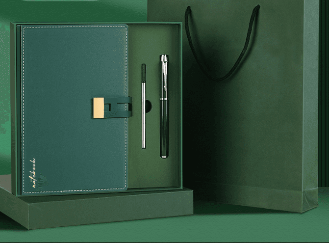 Turquoise A5 Business Notebook Gift Set with Metal Pen - Soft PU Leather