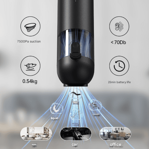 Black Versatile 2-in-1 Cordless Handheld Vacuum Cleaner & Blower - USB