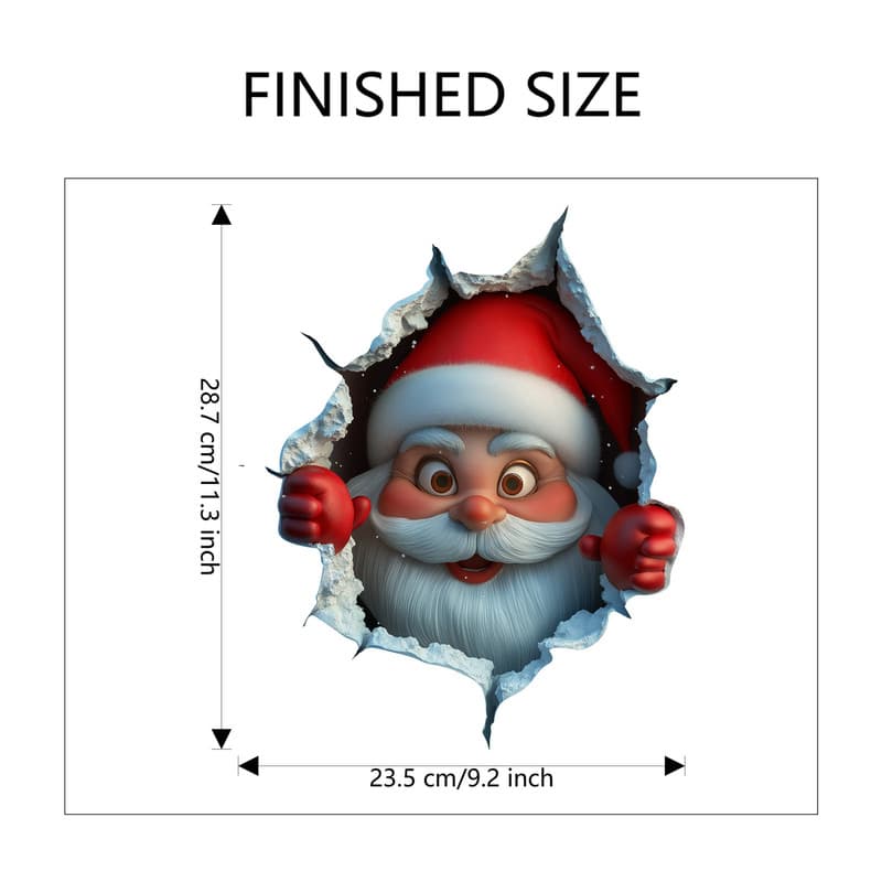 10-Piece Creative 3D Santa Claus Peeking Through Wall Christmas Wall Sticker