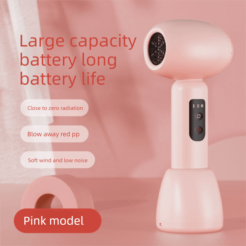 Pink Wireless Baby Hair Dryer with Constant Temperature and Negative Ion