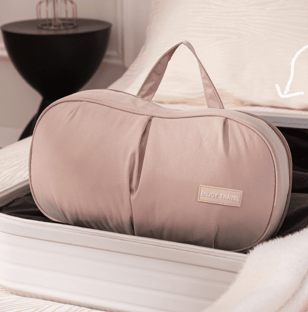 Pink Portable Underwear Travel Organizer Bag - Bra & Lingerie Storage