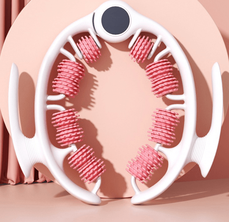 Pink Ergonomic U-Shape Leg Roller 360 Degree Massager for Muscle Relief