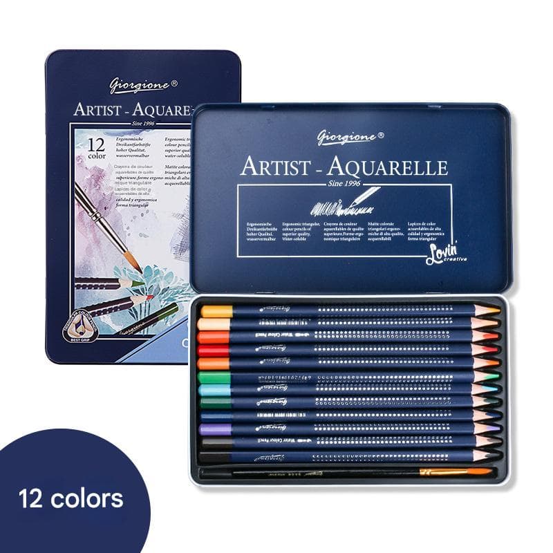 Giorgione Artist Watercolour Pencils 12-Color Set - Water Soluble Colored