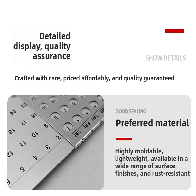 2-PCS Ultra-Thin Metal Desk Calendar - Aluminum Perpetual Calendar