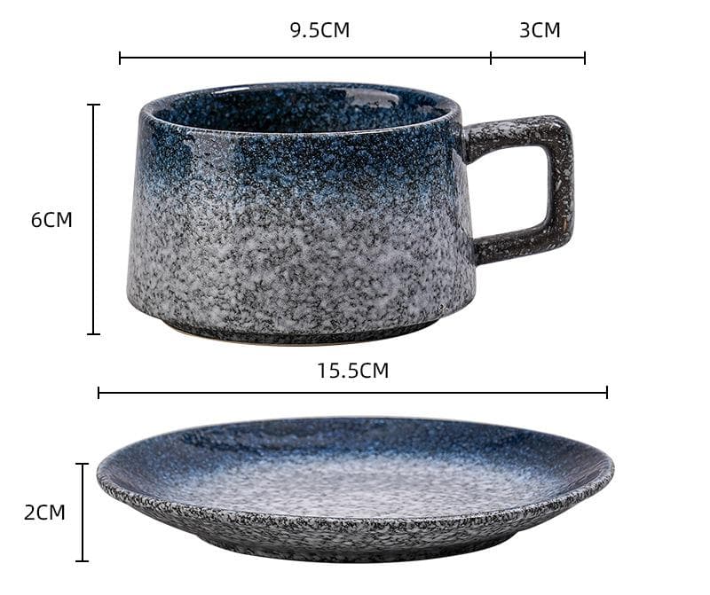 Vintage Ceramic Coffee Cup and Saucer Set - Afternoon Tea Set (Daisy Blue)