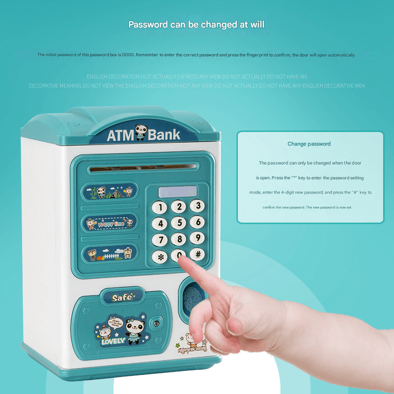 Blue panda Kids Smart ATM Piggy Bank - Automatic Bill Scroll, Password
