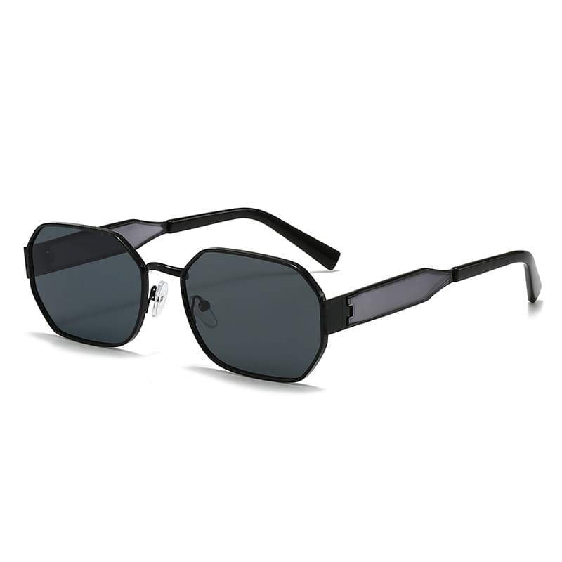 Black Frame and Black Grey Lenses Modern Retro Geometric Sunglasses - Metal