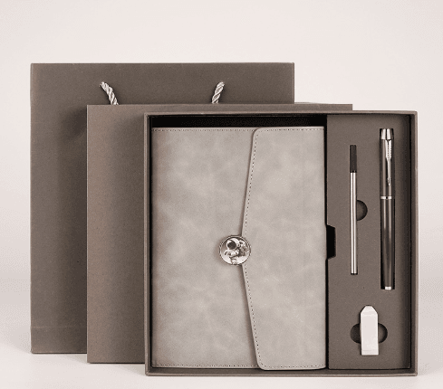 Grey A5 Three-Fold Notebook Gift Set with 16GB USB and Pen