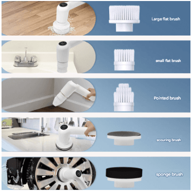 White Rechargeable Electric Spin Scrubber - Waterproof Power Cleaning Brush