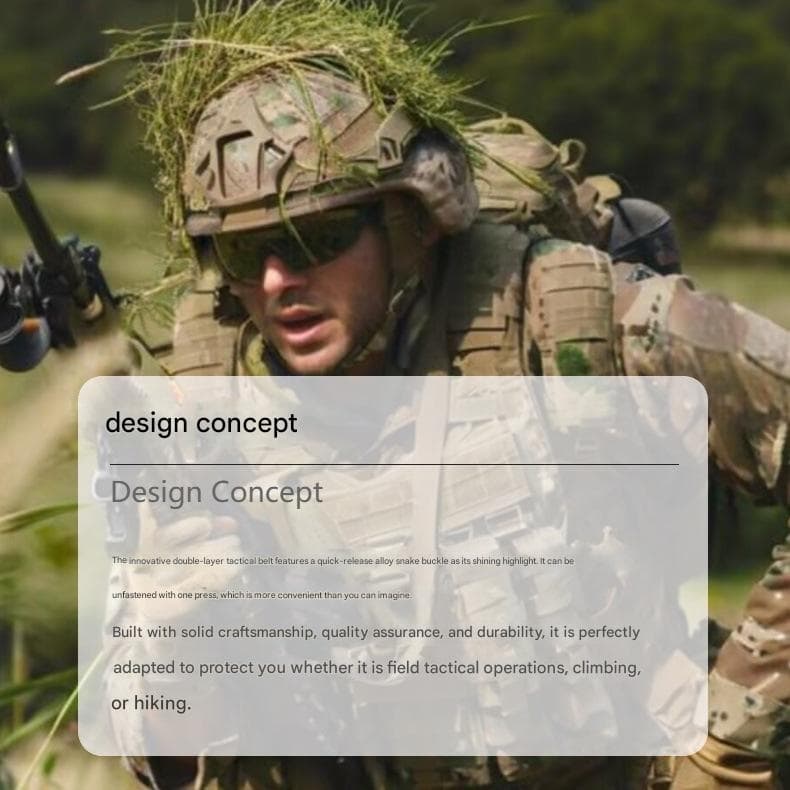 Dual Layer Quick Release Tactical Belt - Attachment System, Alloy - Black