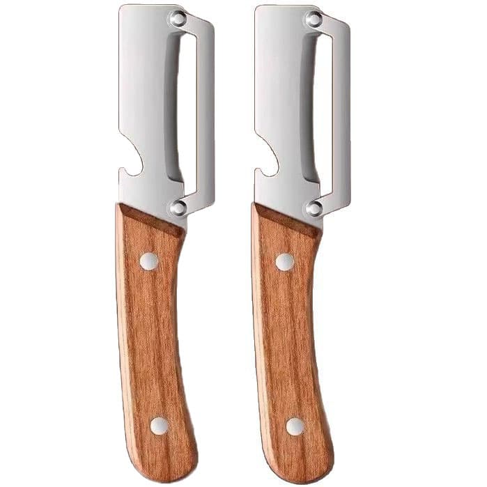 2-PCS Multi-Function Stainless Steel Peeler with Wooden Handle for Fruits
