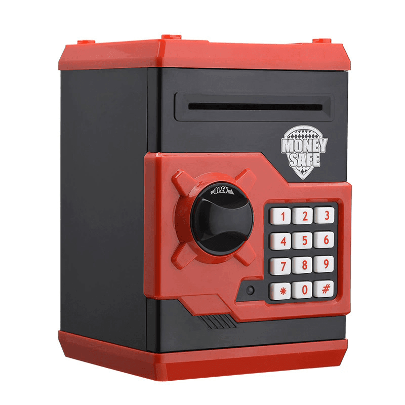 Black and Red Electronic Password Piggy Bank - An ATM-style - Black Red
