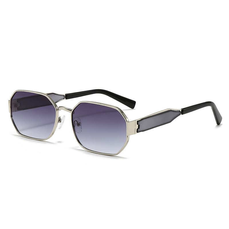 Silver Frame and Grey Lenses Modern Retro Geometric Sunglasses - Silver Grey