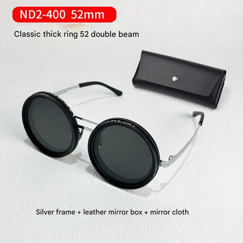 Adjustable ND9 Filter Sunglasses, Steampunk Retro Design - Silver
