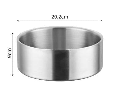 Silver 304 Stainless Steel Pet Bowl (64oz) - Non-Slip, Anti-Tip Food & Water