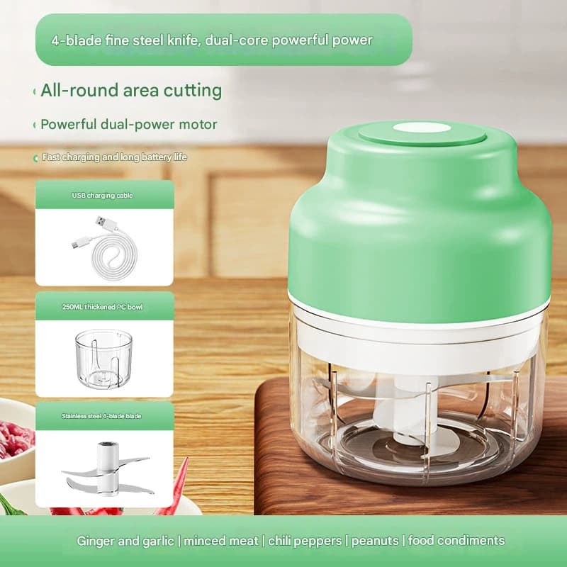 Powerful Mini Electric Food Chopper - USB Rechargeable - Size 250 ml