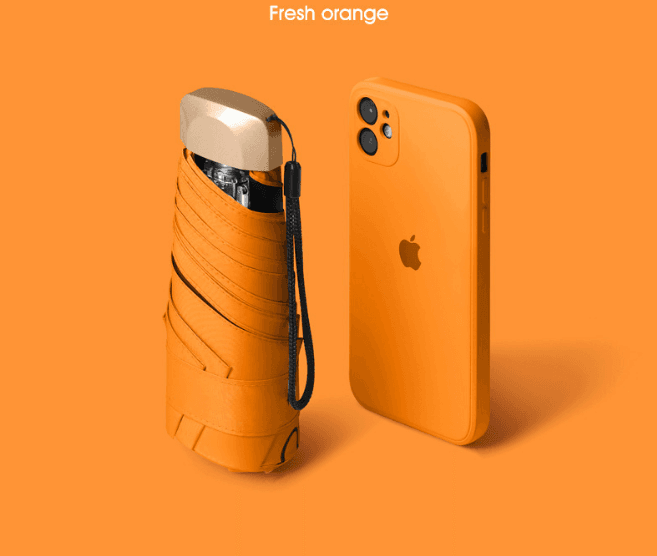 Compact Mini Pocket Umbrella UPF50+ Sun Protection - Fresh Orange