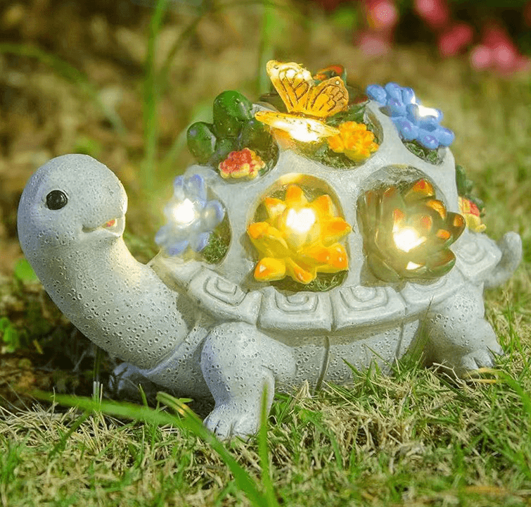 Solar Powered Succulent Turtle Figurine - Garden & Courtyard Ambient Light