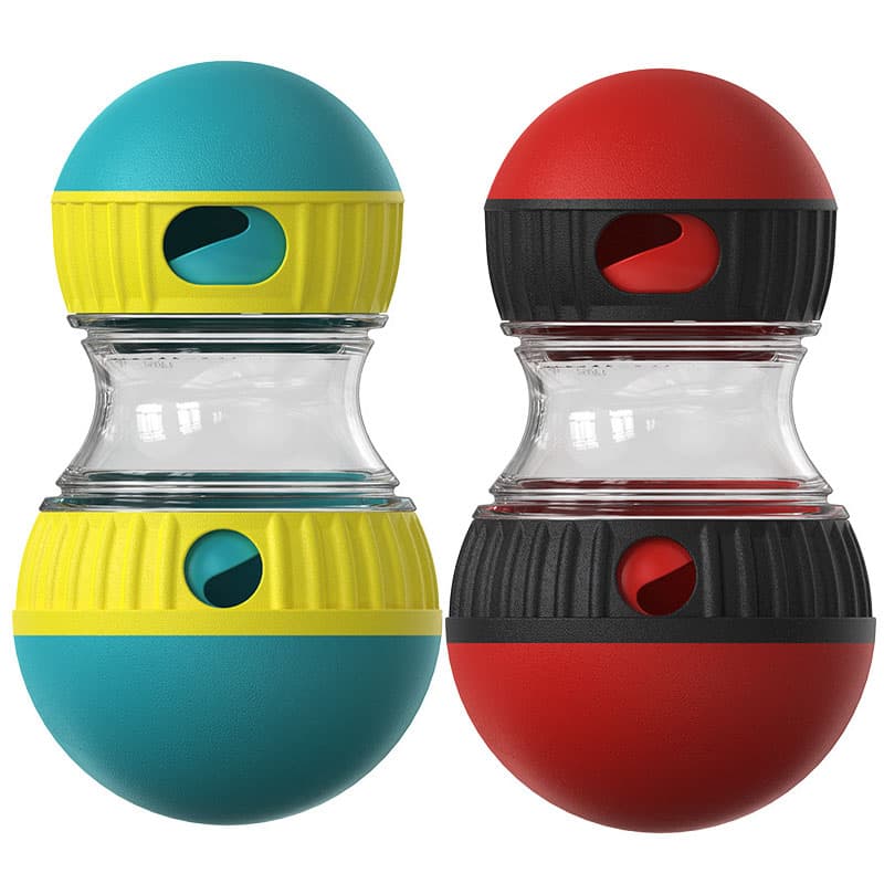 2-Pack Small Slow Feeder Dog Toy - Red & Green Rolling Treat - Default