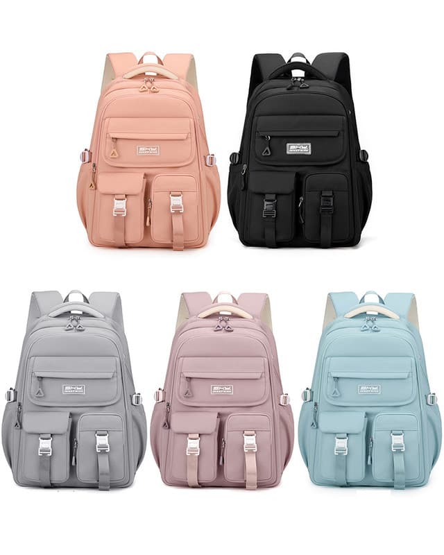 Light Purple Large Capacity Waterproof Student Backpack - Fits 15-Inch