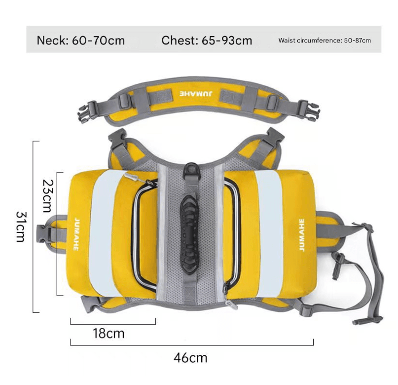 Black Saddle Bag Dog Backpack - Adjustable Harness Pack for Hiking, Camping