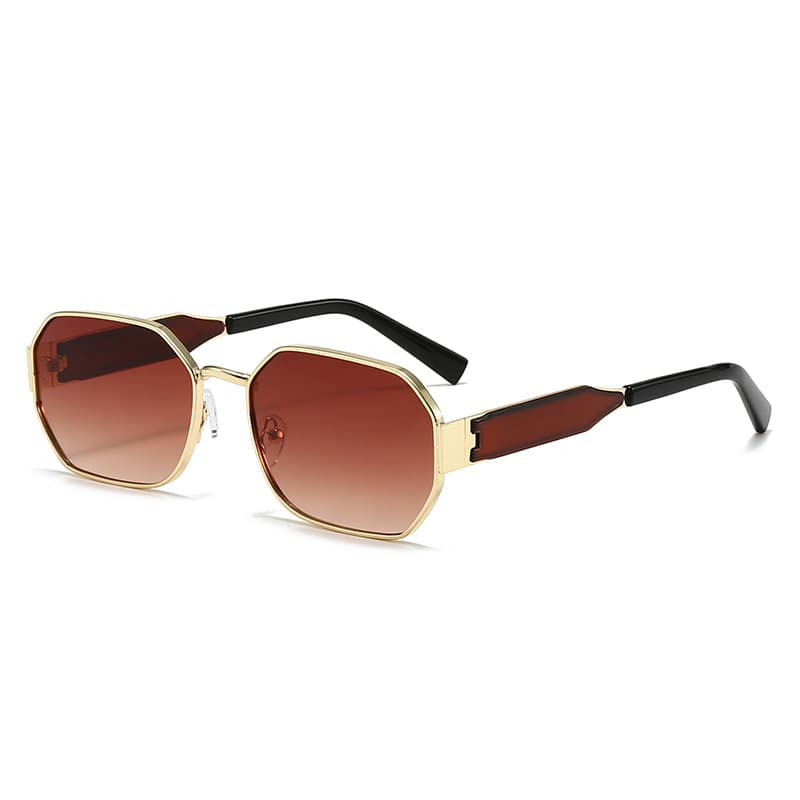 Gold Frame and Brown Lenses Modern Retro Geometric Sunglasses - Gold Brown
