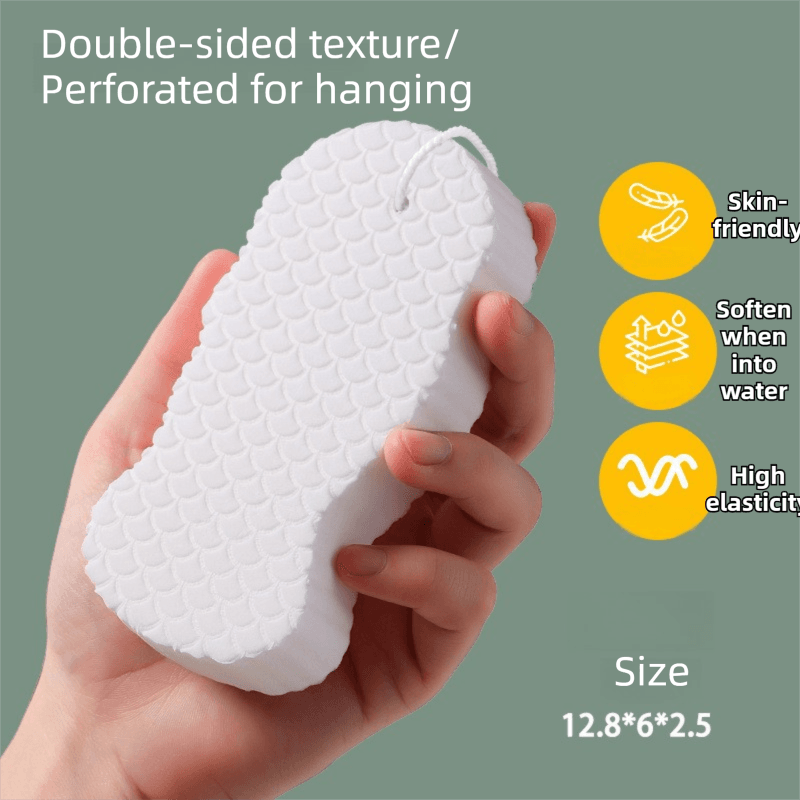 3-Piece White Nordic Style 3D Fish Scale Exfoliating Sponge - High