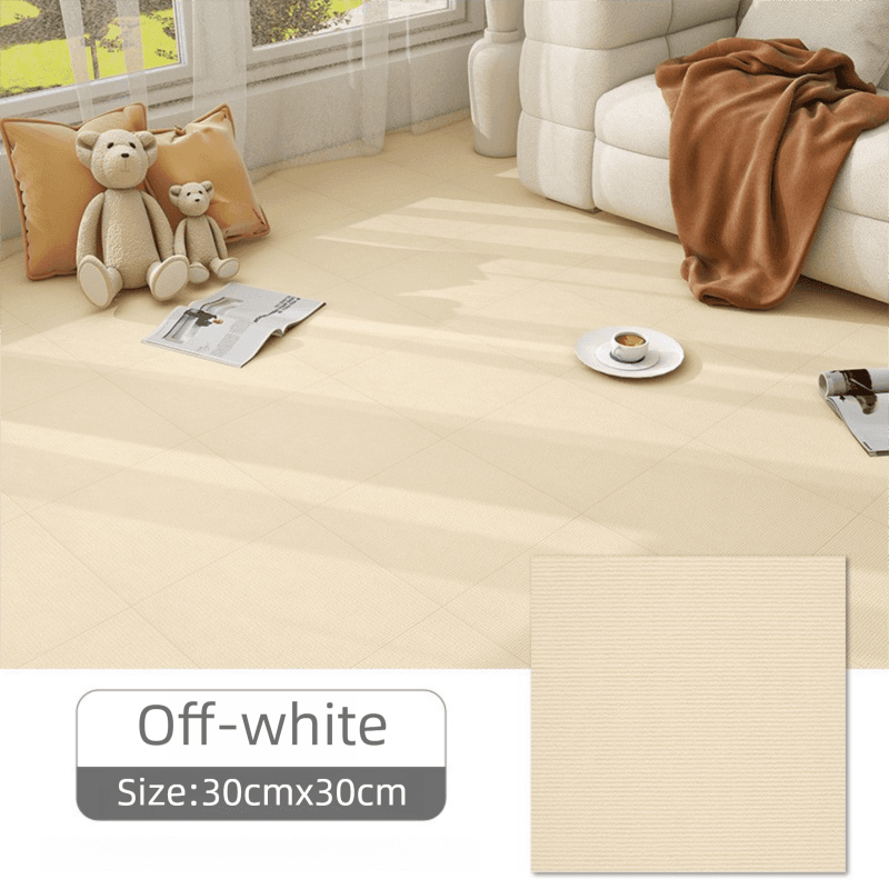 16 Pack Off-White & Soft Self-Adhesive Carpet Tiles (30 × 30 cm) - Off White