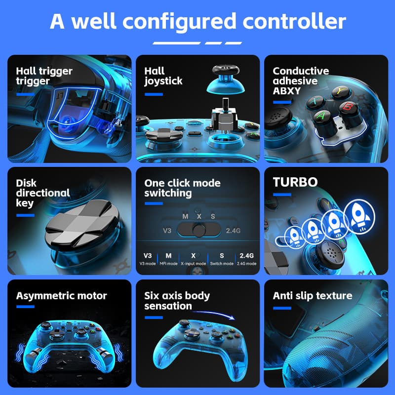 G6 Pro Wireless Gaming Controller - Hall Joysticks & Triggers - Green