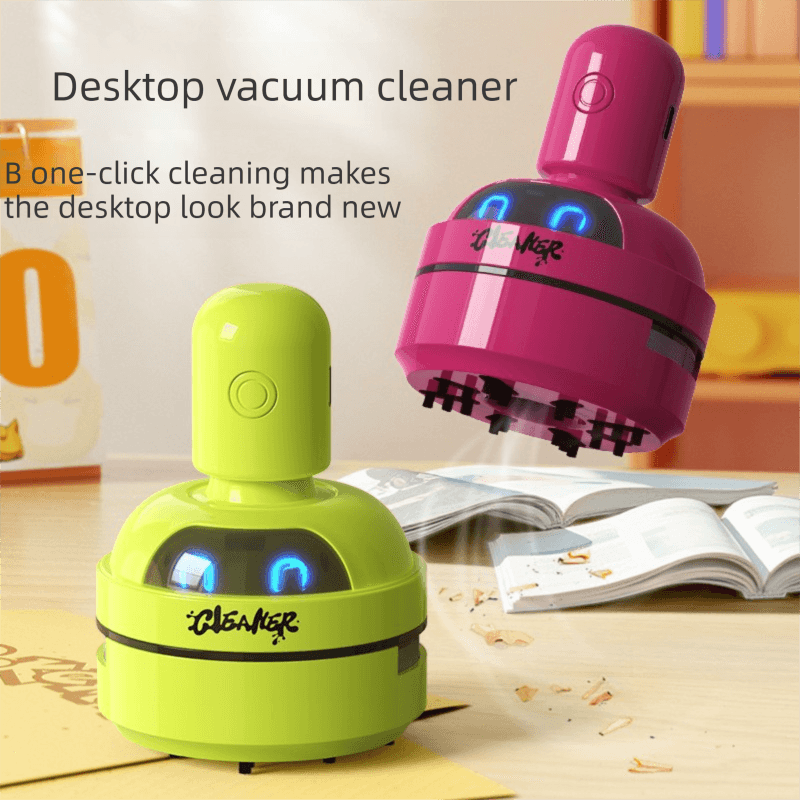 White Compact Desktop Vacuum Cleaner - Rechargeable Mini Dust Collector