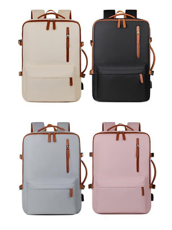 Pink Expandable Laptop Backpack with USB Port - Travel & Business Daypack